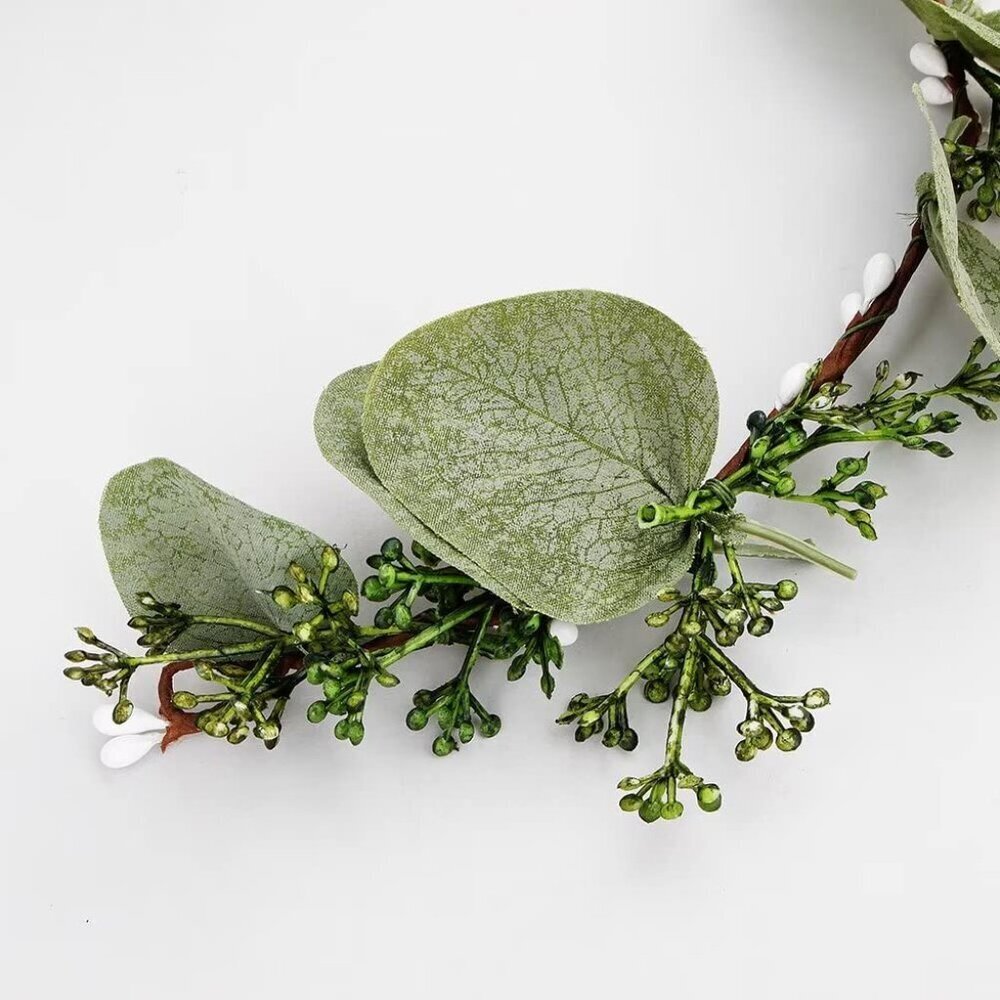 Flower Crown Greenery Boho Headband Wedding Hair Prop Floral Wreath - Picture 7 of 7